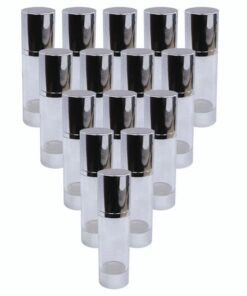 50ml Clear And Glossy Silver Airless Lotion Bottle- 20 Pack