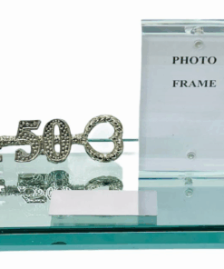 50th Key on Mirror Glass base engraving plate + Magnetic photo Frame
