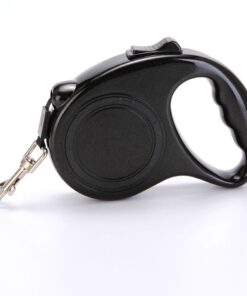 5m Automatic Retractable Dog Leash, High-Density Nylon Rope, One-Hand Pause - Black