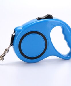 5m Automatic Retractable Dog Leash, High-Density Nylon Rope, One-Hand Pause - Blue
