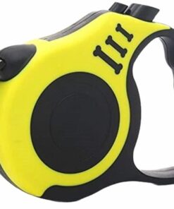 5M Retractable Dog Leash with Anti-Slip Handle - "3 Bone" - Yellow, Black