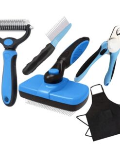 5Pcs Pet Grooming Set Dogs Cats Rake Brush Shedding Slicker Brush Clipper
