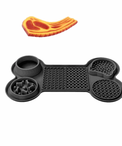 6 In 1 Silicone Pet Feeding Mat Dog & Cat Healthy Lick Pad & Steak Pet Toy - Black