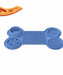6 In 1 Silicone Pet Feeding Mat Dog & Cat Healthy Lick Pad & Steak Pet Toy - Blue