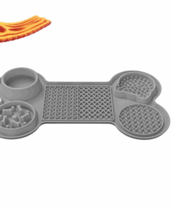 6 In 1 Silicone Pet Feeding Mat Dog & Cat Healthy Lick Pad & Steak Pet Toy - Grey