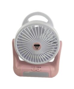 6-Inch USB Rechargeable Fan With LED Light - Pink