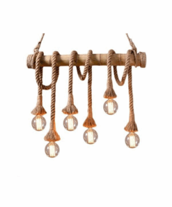6 Light Industrial Wood Ceiling Pendant Light