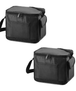 6 Pack Cooler Bag or Lunch Bag with Shoulder Strap - Black - 2 Pack