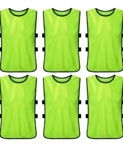 6 Pack Football Basketball Training Vest Confrontation Suit Training Vest - Fluorescent Green-Kids Size - Youth