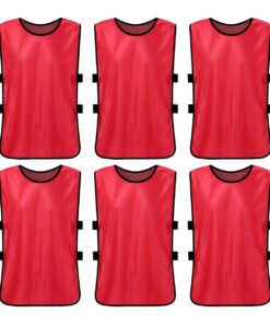 6 Pack Football Basketball Training Vest Confrontation Suit Training Vest - Red-Adult Size - Adult