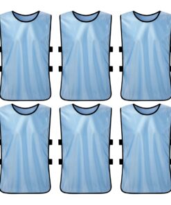 6 Pack Football Basketball Training Vest Confrontation Suit Training Vest - Sky Blue-Adult Size - Adult