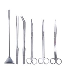 6 Piece Stainless Steel Aquarium Aquascaping Scissors Tweezers Tool Set - Silver