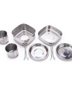 6 Piece Stainless Steel Camping Cookware Pot Pan Cups & Bowls Set FX-9115-2