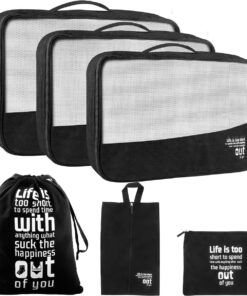 6 Piece Travel Organizer Bags Black - Soul Lifestyle
