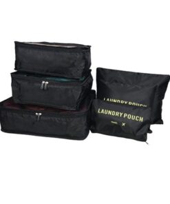 6 Piece Travel Packing Organizer Cubes - Compression Pouches for Suitcases - Black
