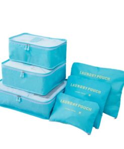 6 Piece Travel Packing Organizer Cubes - Compression Pouches for Suitcases - Blue