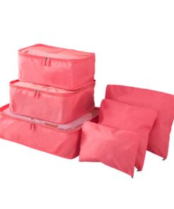 6 Piece Travel Packing Organizer Cubes - Compression Pouches for Suitcases - Pink