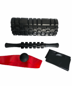 6 Piece Yoga Foam Roller Set with Resistance band - Black