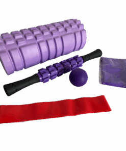 6 Piece Yoga Foam Roller Set with Resistance band - Purple