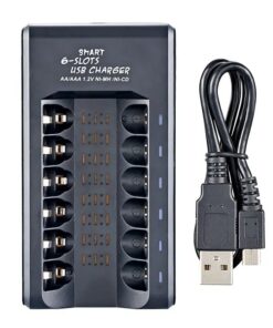 6 Slots AA and AAA Battery Charger, Independent Slots, B3589