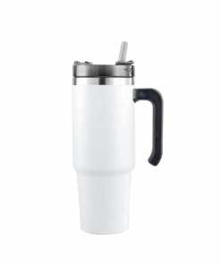 600ml Thermal Insulated Travel Mug with Straw - White