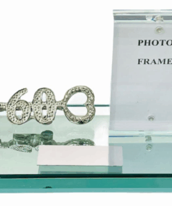 60th Key on Mirror Glass base engraving plate + Magnetic photo Frame