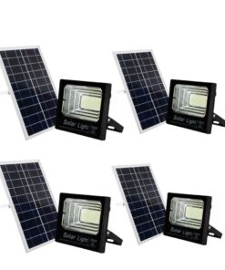 60W Premium Solar LED Flood Light Black with Remote - 4 Pack
