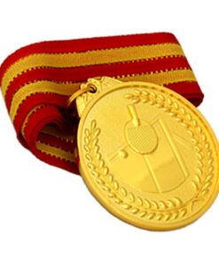 65mm Gold Table Tennis Alloy Metal Medal with Ribbon - 50 Pack