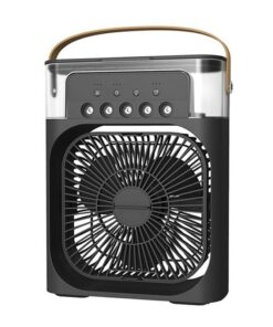 7 Colour Led Portable Air Cooler Fan With Mist Spray - Black