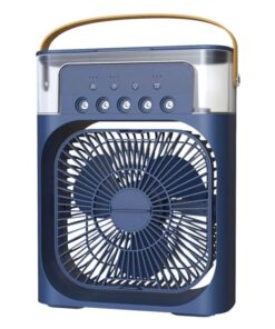 7 Colour Led Portable Air Cooler Fan With Mist Spray - Blue