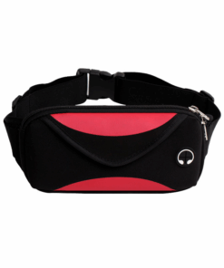 7-inch Unisex Exercises Waist Bag 183126 - Red and Black