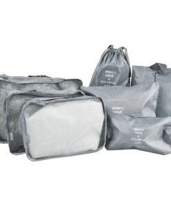 7 Pcs Travel Luggage Clothing Packing Bags Set - Grey