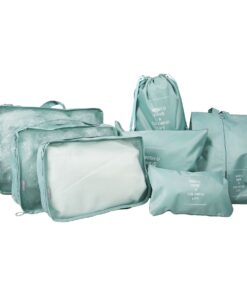 7 Pcs Travel Luggage Clothing Packing Bags Set - Light Blue