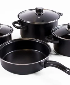 7 Piece Non Stick Cookware Set Black