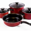 7 Piece Non Stick Cookware Set Red