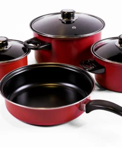 7 Piece Non Stick Cookware Set Red