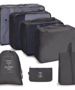 7 Piece Travel Luggage Organizer Set Multifunctional Clothing Sorting Bags - Black
