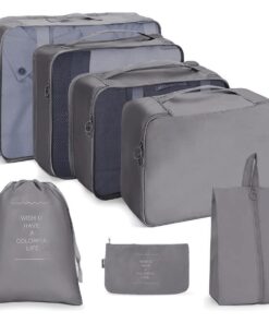 7 Piece Travel Luggage Organizer Set Multifunctional Clothing Sorting Bags - Grey