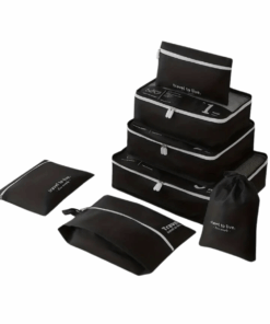 7 Piece Travel To Live Packing & Travel Organiser Set - Black