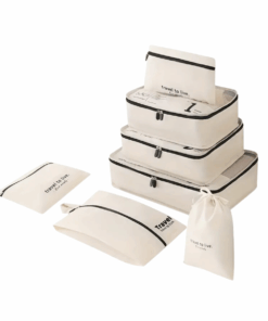 7 Piece Travel To Live Packing & Travel Organiser Set - Cream