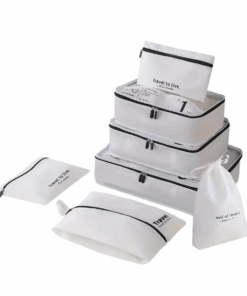 7 Piece Travel To Live Packing & Travel Organiser Set - White