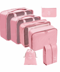 7 Piece Ultimate Travel Organiser Set - Pink