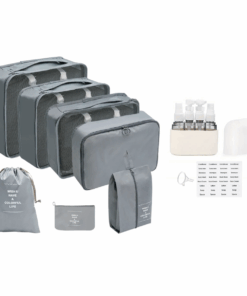 7 Piece Ultimate Travel Organiser Set with 4-in-1 Travel Bottle Set - Grey