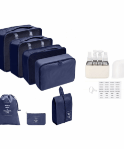 7 Piece Ultimate Travel Organiser Set with 4-in-1 Travel Bottle Set - Navy