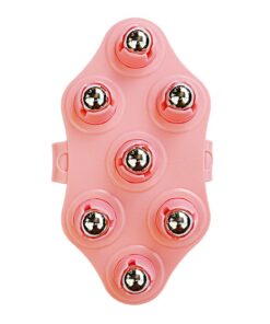 7 Stainless Steel 360 Degrees Rotatable Roller Ball Massage Glove - Pink