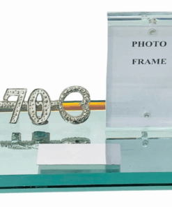 70th Key on Mirror Glass Base Engraving Plate + Magnetic Photo Frame