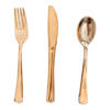 72 pc Set - Disposable Gold/ Rose Gold Plastic Knife+Fork+Spoon - Rose Gold