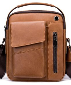 7512 Casual Genuine Leather Crossbody Shoulder Bag Satchel - Brown