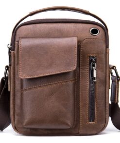7512 Casual Genuine Leather Crossbody Shoulder Bag Satchel - Coffee