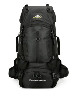 75L Mountain Hiking bag Camping Backpack Bag & Rain Cover outdoor- BLACK